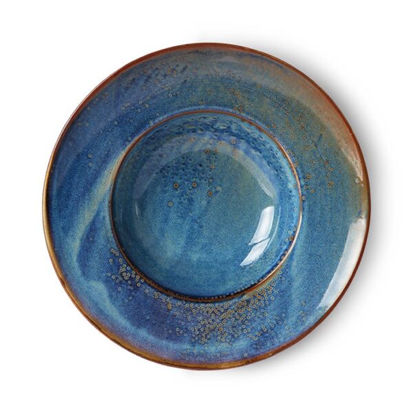 Hkliving assiette ceramique bleu
