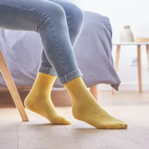 chaussettes-coton-dentelles-femme-jaune