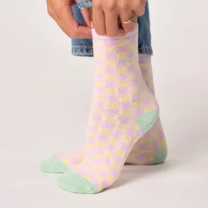 BILLYBELT • Chaussettes Femme à carreaux "Violet et Rose"
