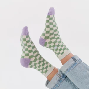 BILLYBELT • Chaussettes KIDS à carreaux "Blanc et vert"