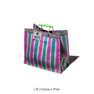 PUEBCO • Sac recyclé "Square" (green / rose)