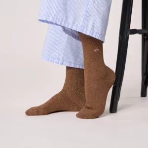 BILLYBELT • Chaussettes Femme "Coton/Paillettes "Marron"