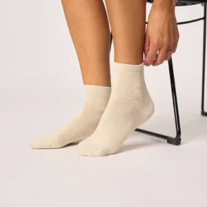 BILLYBELT • Chaussettes Femme "Coton/Paillettes "Dorée"