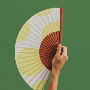 A FAN OF • Éventail en bois et coton "Fluo Dot"