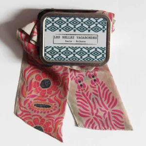 LES BELLES VAGABONDES • bandeau en soie "Camelia Fuchsia"