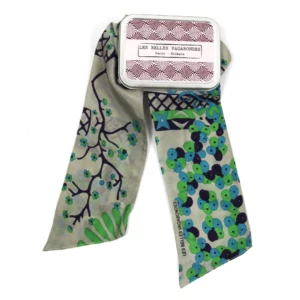 LES BELLES VAGABONDES • bandeau en soie "Masami vert"