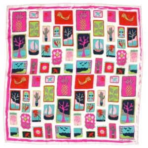 LES BELLES VAGABONDES • foulard en soie "Postcard fushia"