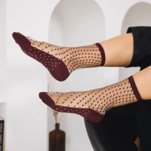 ATELIER ST EUSTACHE • Chaussettes "Crescent Dunes Bordeaux" - 36/38