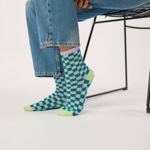 BILLYBELT • Chaussettes Femme à carreaux "Vert et Violet"