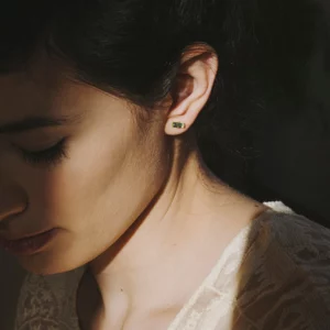 JUDITH BENITA • Clous d'oreilles "Ettore Vert d'Eau" (Taille L)