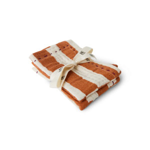 HKLIVING • Lot de 2 serviettes "Striped tangerine"